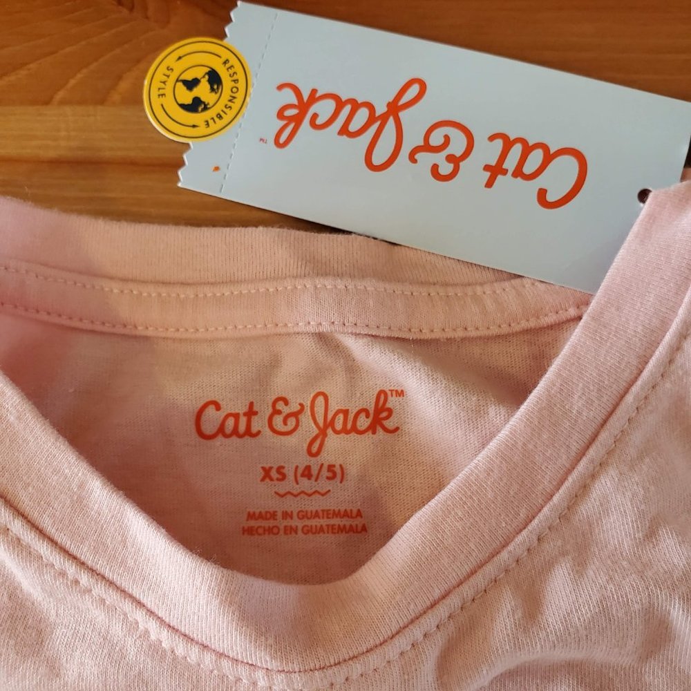 Cat & Jack-Girls' Candy Cane Heart  Long Sleeve Graphic T-Shirt - Soft Pink XS - Picture 7 of 8